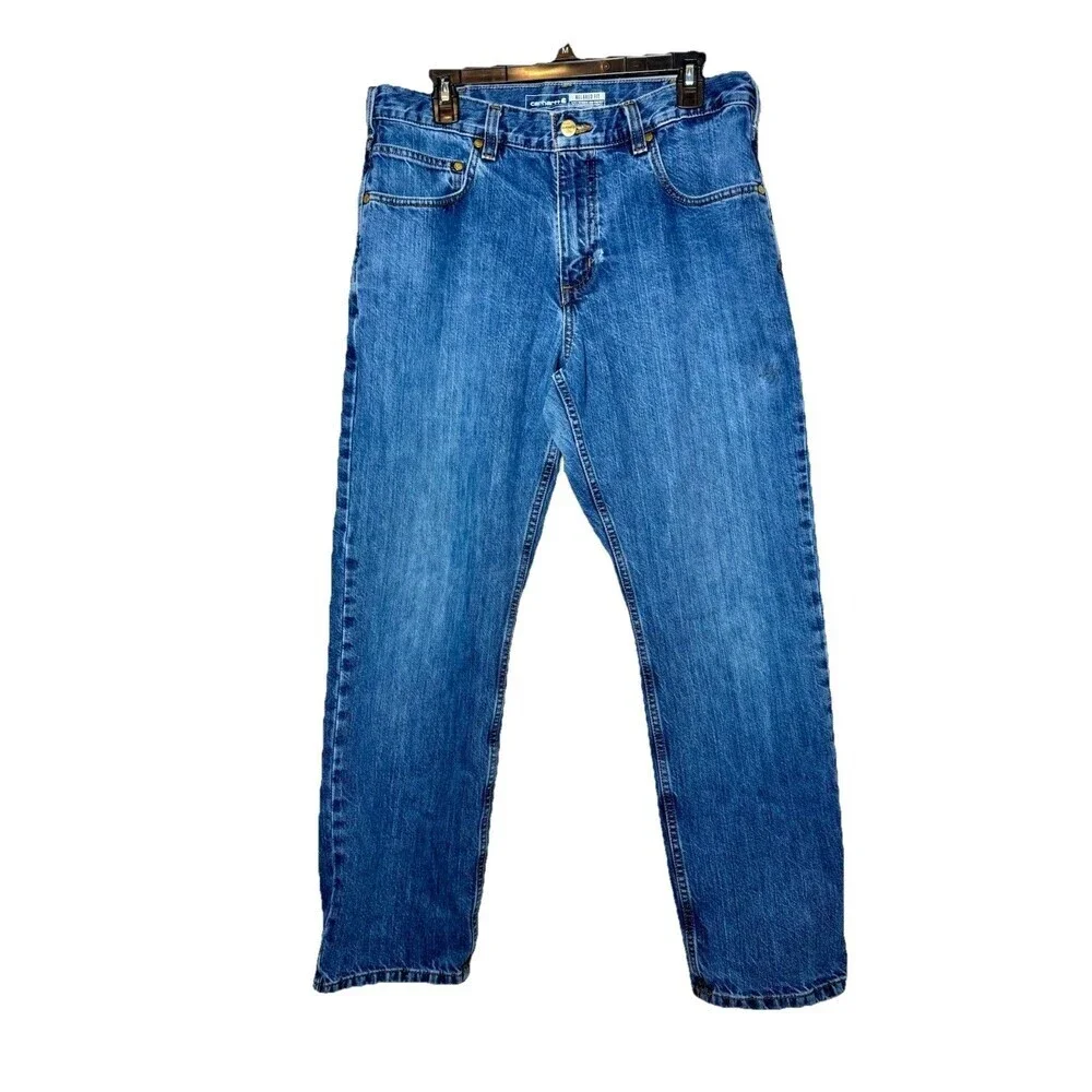 Carhartt Relaxed Fit Jeans 36x34 Mens Blue Straight Leg Workwear